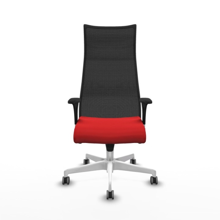 Albacete malla XL sincro malla negra similpiel rojo brazos 1D base blanca ruedas 65mm engomadas