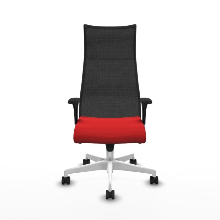 Albacete malla XL sincro malla negra similpiel rojo brazos 1D base blanca ruedas 65mm nailon