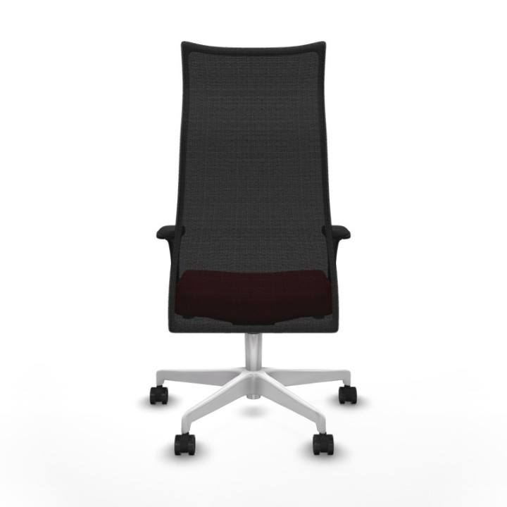 Albacete malla XL sincro malla negra similpiel rojo brazos 1D base blanca ruedas 65mm nailon