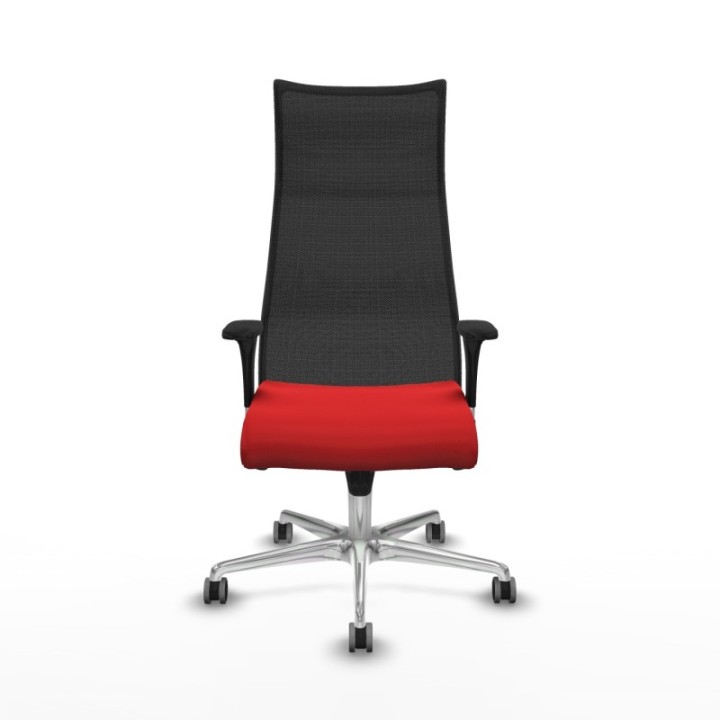 Albacete malla XL sincro malla negra similpiel rojo brazos 1D base aluminio ruedas 65mm engomadas