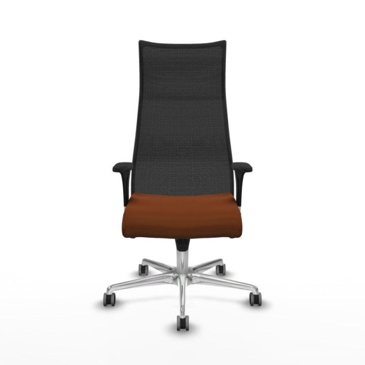 Albacete malla XL sincro malla negra similpiel marrón brazos 1D base aluminio ruedas 65mm engomadas