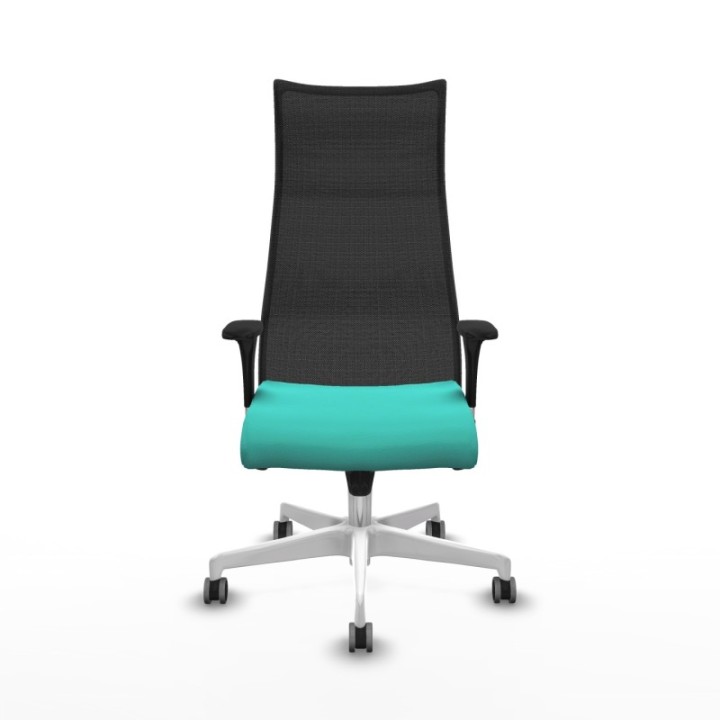 Albacete malla XL sincro malla negra similpiel turquesa brazos 1D base blanca ruedas 65mm engomadas