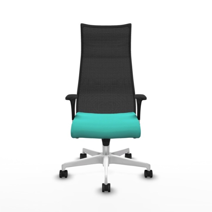 Albacete malla XL sincro malla negra similpiel turquesa brazos 1D base blanca ruedas 65mm nailon