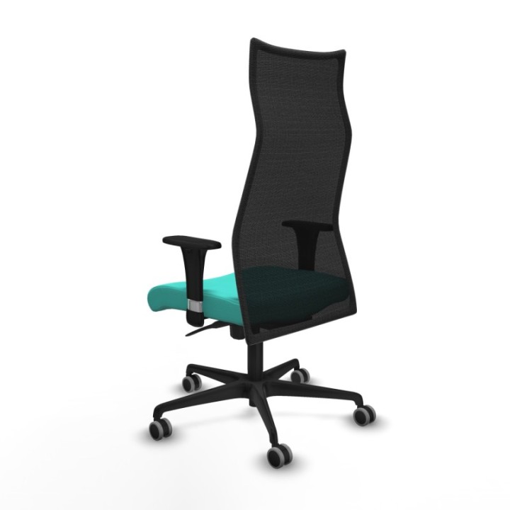 Albacete malla XL sincro malla negra similpiel turquesa brazos 1D base nailon ruedas 65mm engomadas