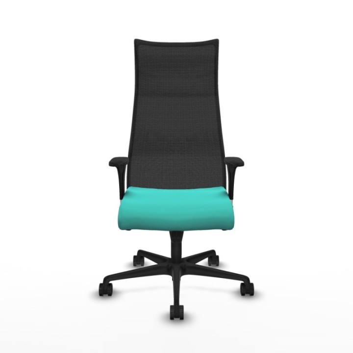 Albacete malla XL sincro malla negra similpiel turquesa brazos 1D base nailon ruedas 65mm nailon