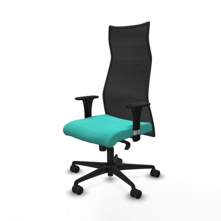 Albacete malla XL sincro malla negra similpiel turquesa brazos 1D base nailon ruedas 65mm nailon