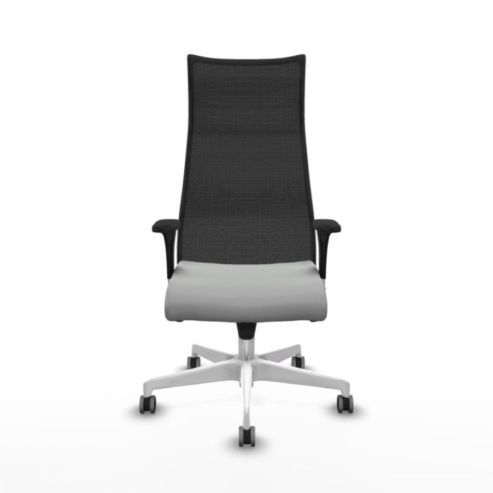 Albacete malla XL sincro malla negra similpiel gris claro brazos 1D base blanca ruedas 65mm engomadas