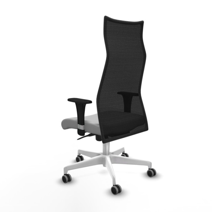 Albacete malla XL sincro malla negra similpiel gris claro brazos 1D base blanca ruedas 65mm engomadas