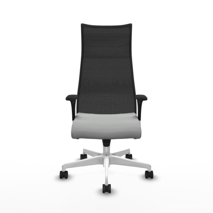 Albacete malla XL sincro malla negra similpiel gris claro brazos 1D base blanca ruedas 65mm nailon