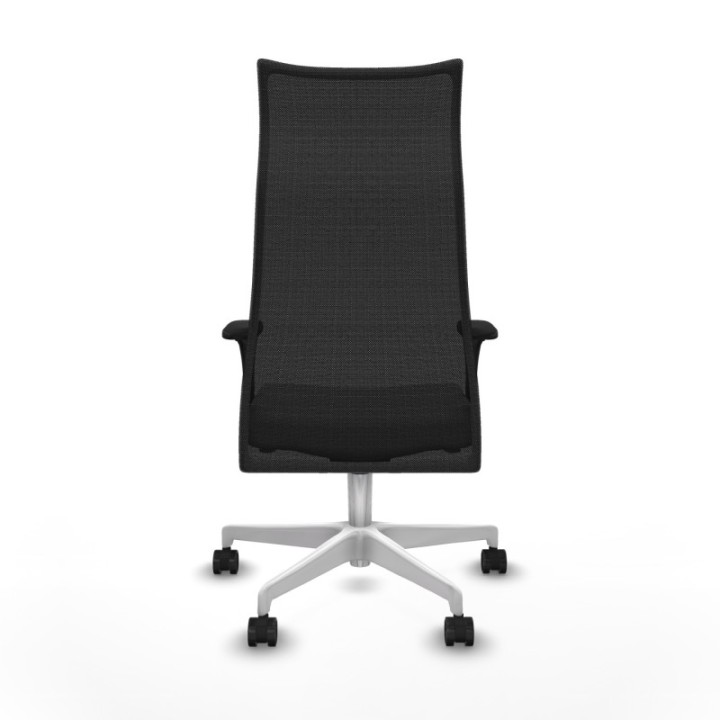 Albacete malla XL sincro malla negra similpiel gris claro brazos 1D base blanca ruedas 65mm nailon