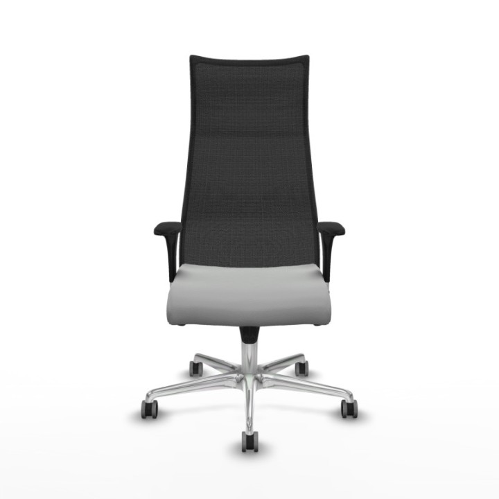 Albacete malla XL sincro malla negra similpiel gris claro brazos 1D base aluminio ruedas 65mm engomadas