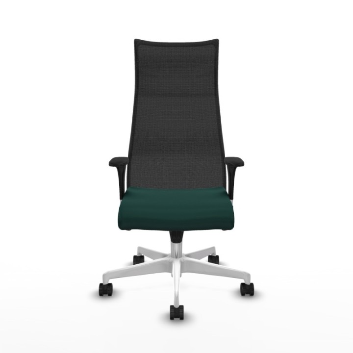 Albacete malla XL sincro malla negra similpiel verde botella brazos 1D base blanca ruedas 65mm nailon