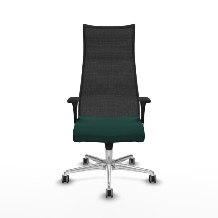 Albacete malla XL sincro malla negra similpiel verde botella brazos 1D base aluminio ruedas 65mm engomadas