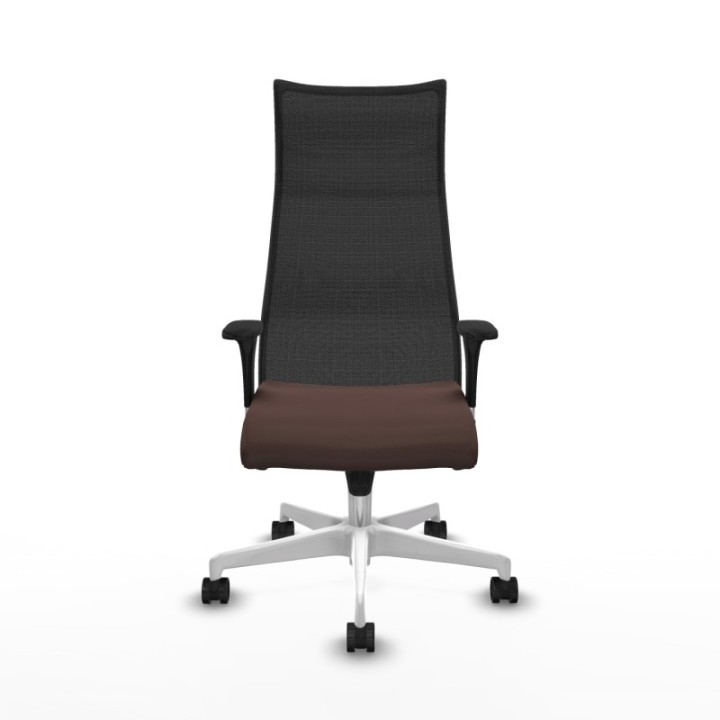 Albacete malla XL sincro malla negra similpiel marrón oscuro brazos 1D base blanca ruedas 65mm nailon