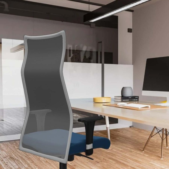 Albacete malla XL sincro malla negra similpiel marrón oscuro brazos 1D base nailon ruedas 65mm nailon