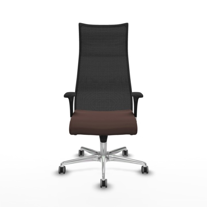 Albacete malla XL sincro malla negra similpiel marrón oscuro brazos 1D base aluminio ruedas 65mm engomadas