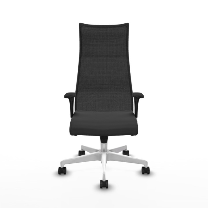 Albacete malla XL sincro malla negra similpiel gris oscuro brazos 1D base blanca ruedas 65mm nailon