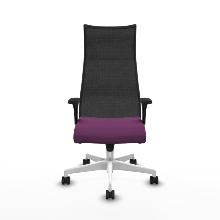 Albacete malla XL sincro malla negra similpiel morado brazos 1D base blanca ruedas 65mm nailon