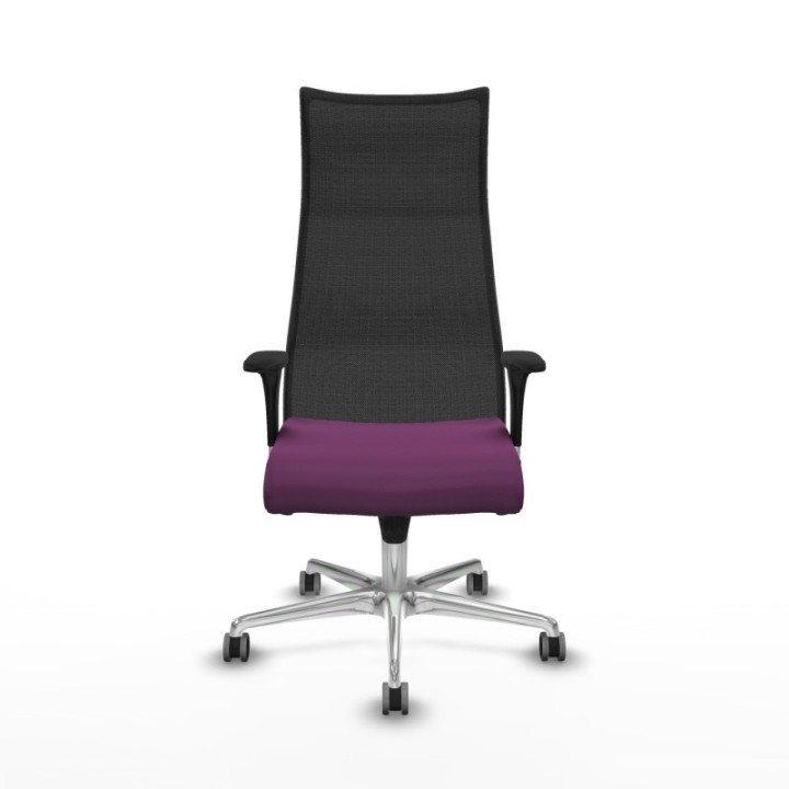 Albacete malla XL sincro malla negra similpiel morado brazos 1D base aluminio ruedas 65mm engomadas