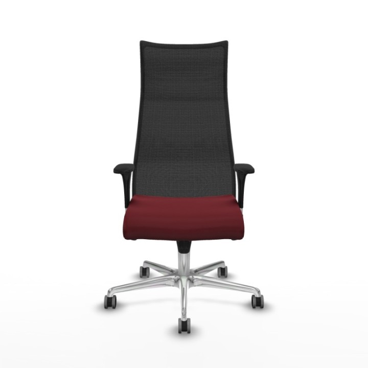 Albacete malla XL sincro malla negra similpiel granate brazos 1D base aluminio ruedas 65mm engomadas