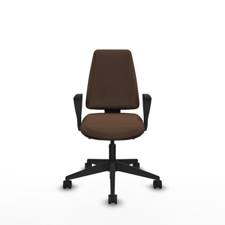 Elche AS bali marrón oscuro brazos fijos base piramidal ruedas nailon 65mm