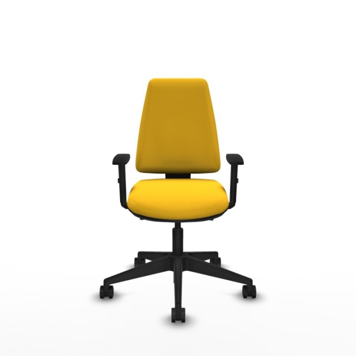 Elche AS similpiel amarillo brazos 1D base piramidal ruedas nailon 65mm