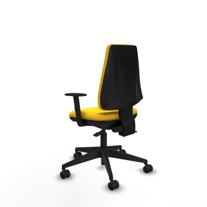 Elche AS similpiel amarillo brazos 1D base piramidal ruedas nailon 65mm