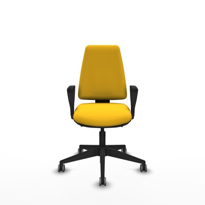 Elche AS similpiel amarillo brazos fijos base piramidal ruedas engomadas 65mm