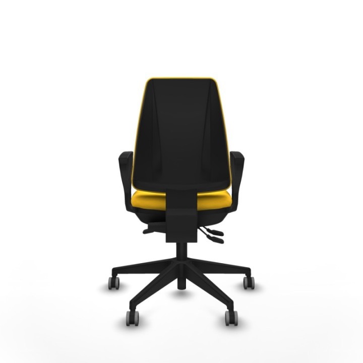 Elche AS similpiel amarillo brazos fijos base piramidal ruedas engomadas 65mm