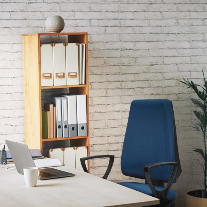 Elche AS similpiel amarillo brazos fijos base piramidal ruedas engomadas 65mm