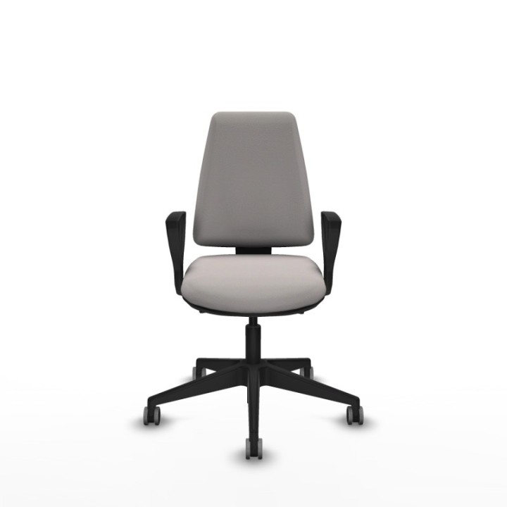 Elche AS similpiel blanco brazos fijos base piramidal ruedas engomadas 65mm