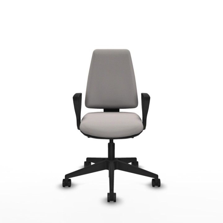 Elche AS similpiel blanco brazos fijos base piramidal ruedas nailon 65mm