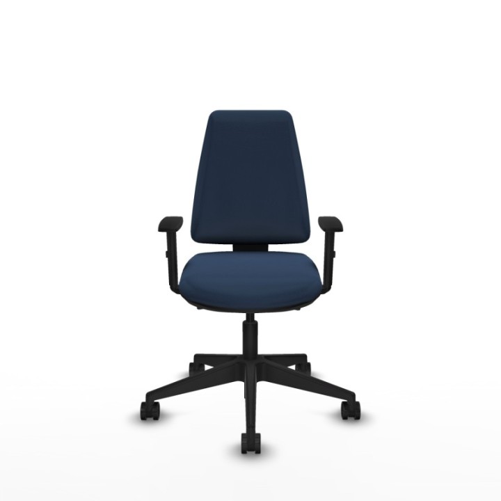 Elche AS similpiel azul marino brazos 1D base piramidal ruedas nailon 65mm