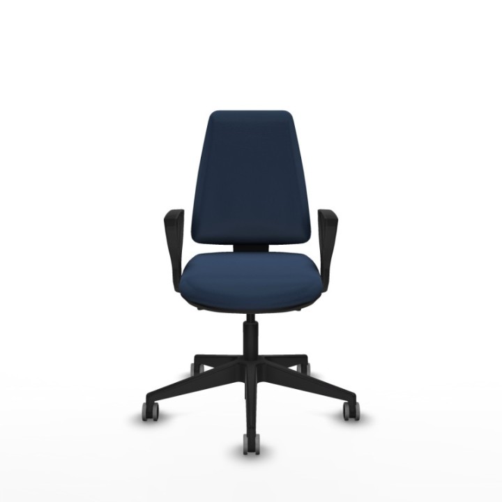 Elche AS similpiel azul marino brazos fijos base piramidal ruedas engomadas 65mm