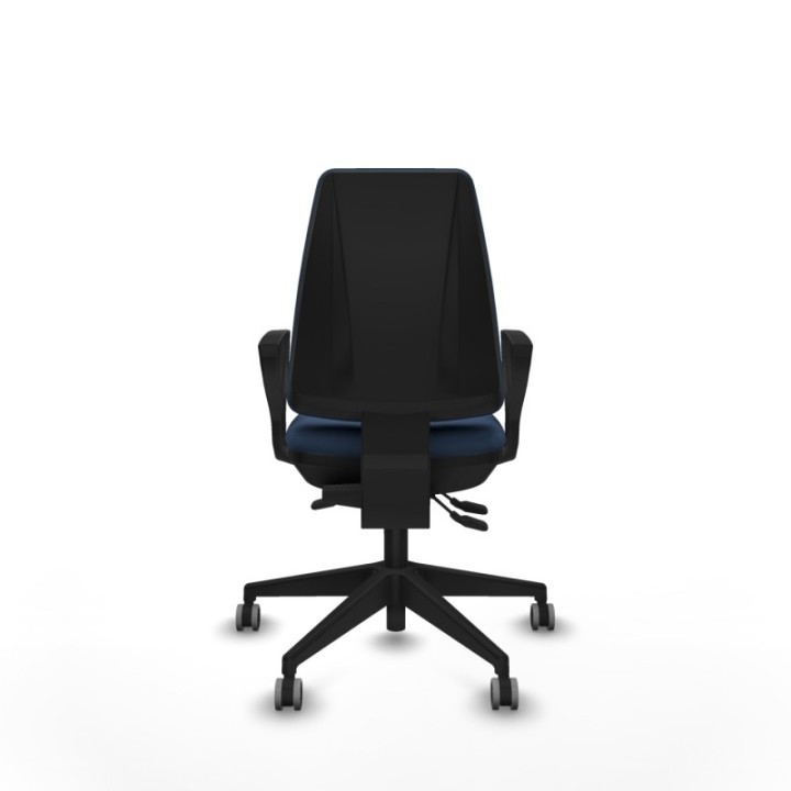 Elche AS similpiel azul marino brazos fijos base piramidal ruedas engomadas 65mm