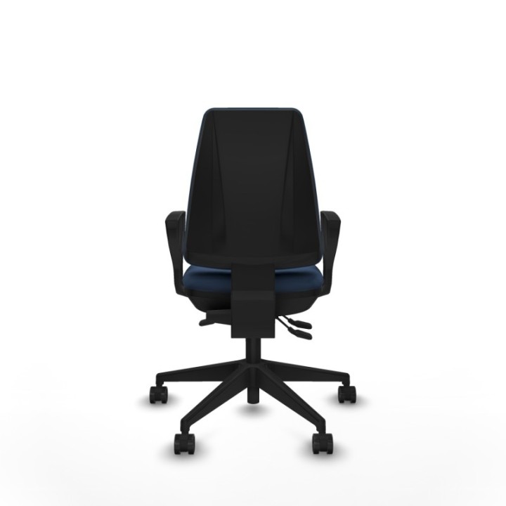 Elche AS similpiel azul marino brazos fijos base piramidal ruedas nailon 65mm