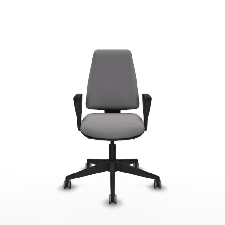 Elche AS similpiel gris brazos fijos base piramidal ruedas engomadas 65mm