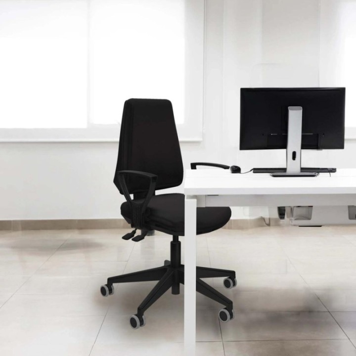 Elche AS similpiel gris brazos fijos base piramidal ruedas engomadas 65mm