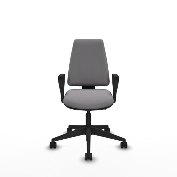 Elche AS similpiel gris brazos fijos base piramidal ruedas nailon 65mm