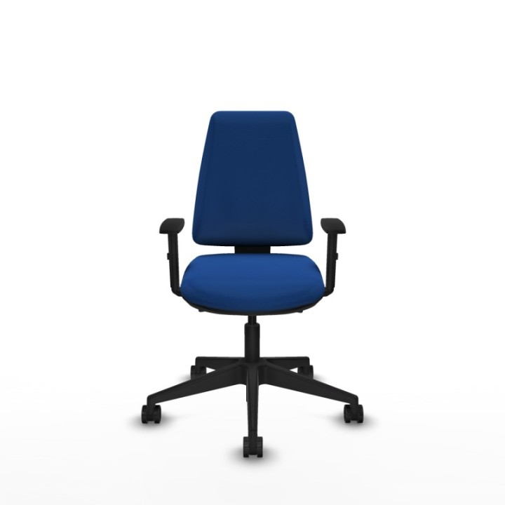 Elche AS similpiel azul brazos 1D base piramidal ruedas nailon 65mm