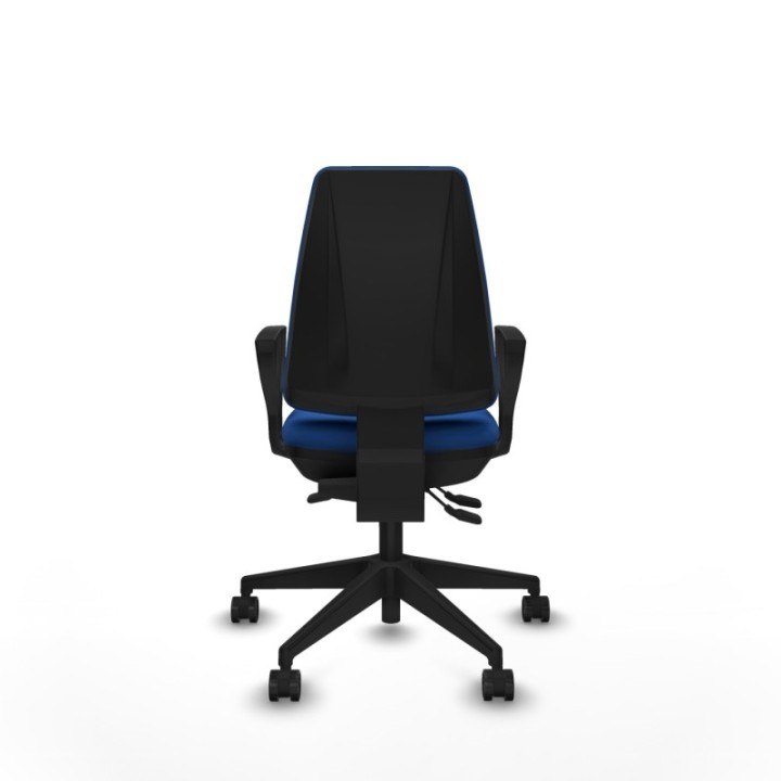 Elche AS similpiel azul brazos fijos base piramidal ruedas nailon 65mm