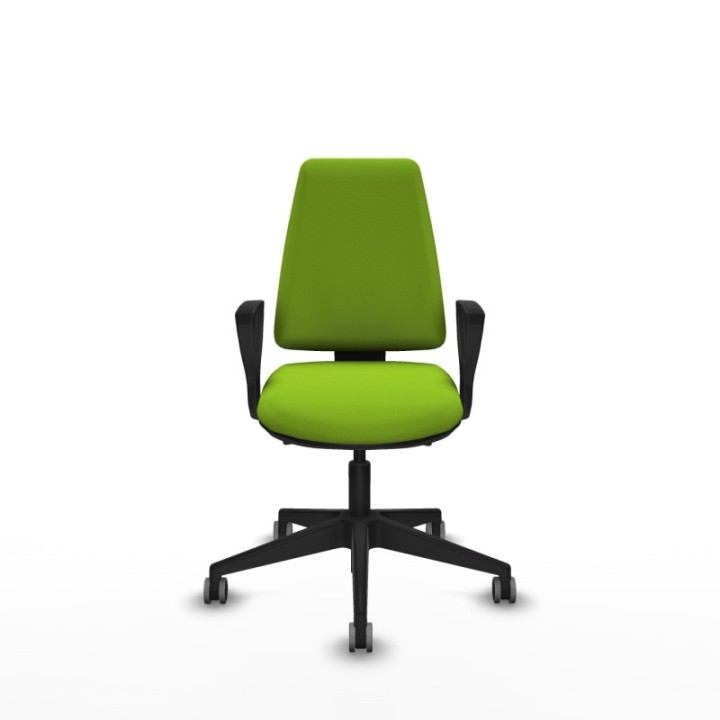 Elche AS similpiel pistacho brazos fijos base piramidal ruedas engomadas 65mm