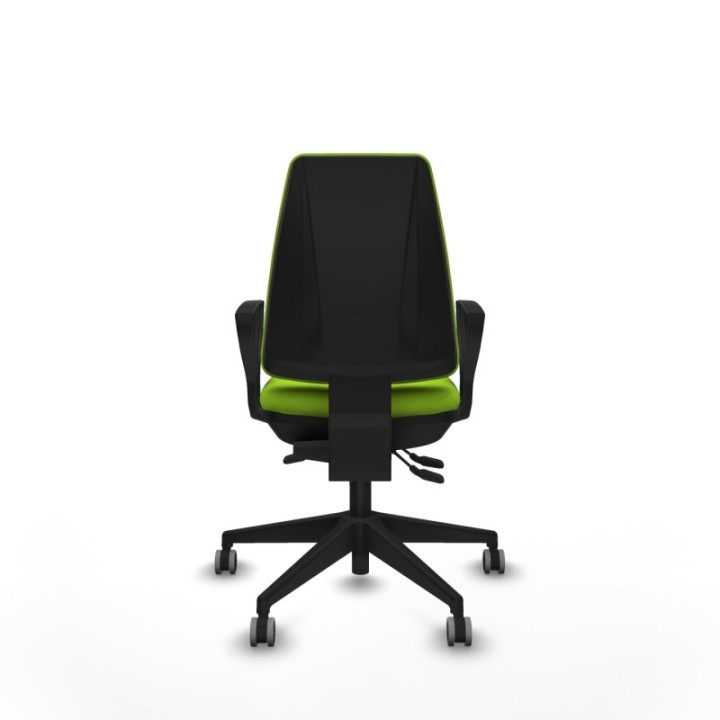 Elche AS similpiel pistacho brazos fijos base piramidal ruedas engomadas 65mm