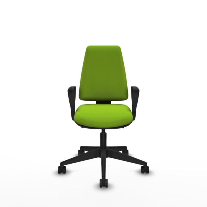 Elche AS similpiel pistacho brazos fijos base piramidal ruedas nailon 65mm