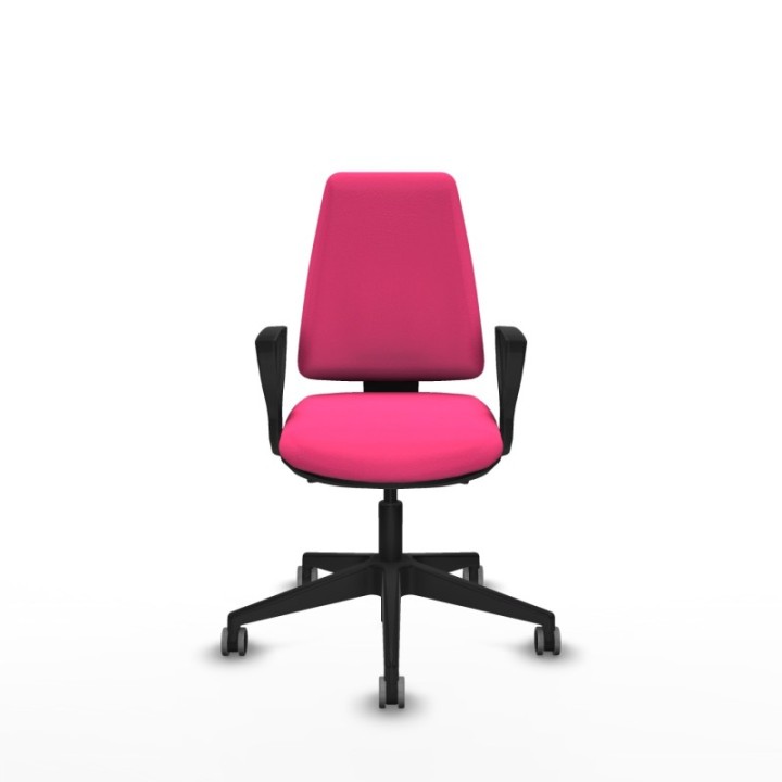 Elche AS similpiel rosa brazos fijos base piramidal ruedas engomadas 65mm