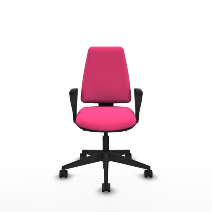 Elche AS similpiel rosa brazos fijos base piramidal ruedas nailon 65mm