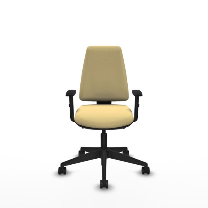 Elche AS similpiel crema brazos 1D base piramidal ruedas nailon 65mm