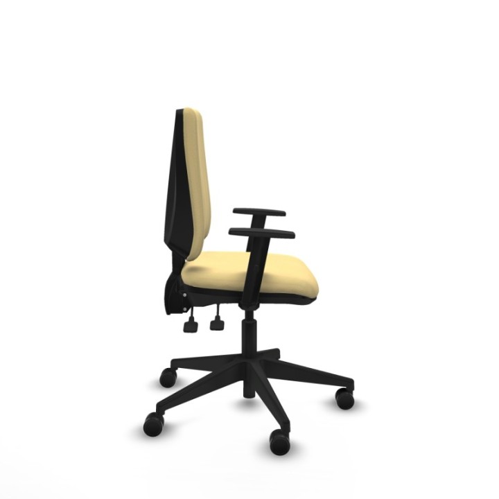 Elche AS similpiel crema brazos 1D base piramidal ruedas nailon 65mm