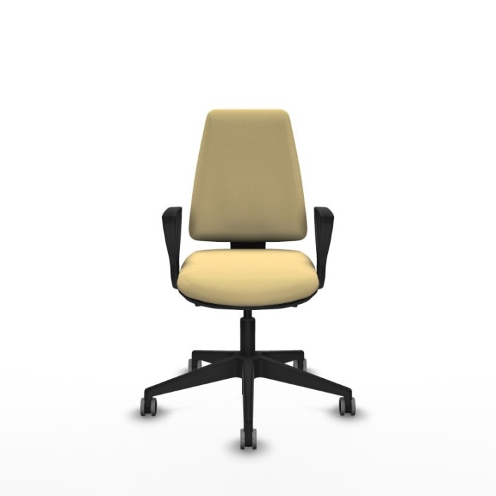 Elche AS similpiel crema brazos fijos base piramidal ruedas engomadas 65mm