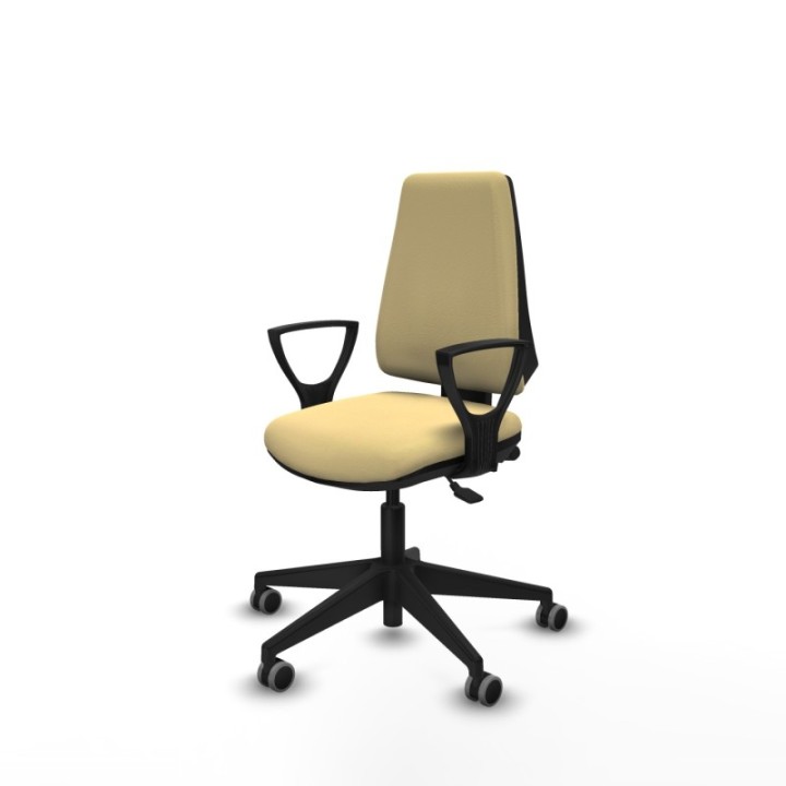 Elche AS similpiel crema brazos fijos base piramidal ruedas engomadas 65mm